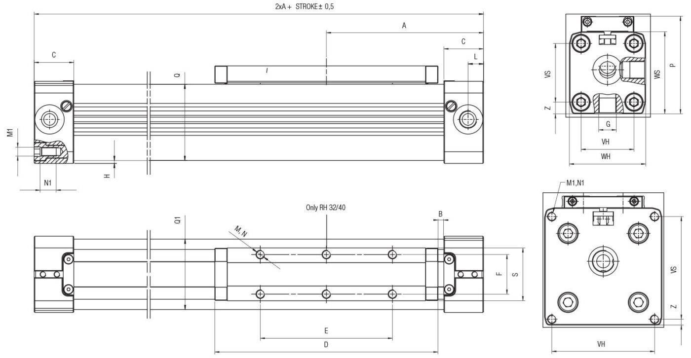 Aignep Series Rh Rodless Cylinder