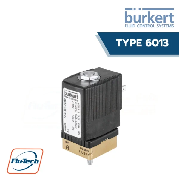 โซลินอยด์วาล์ว 24 V DC, 24 V/50 Hz, 230 V/50 Hz Burkert Type 6013 - Plunger valve 2/2-way direct-acting