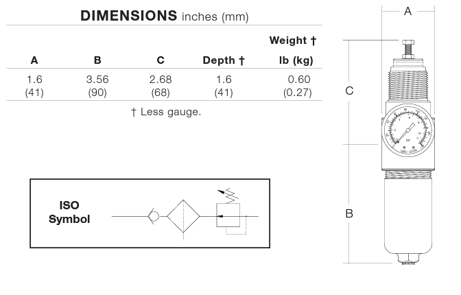 Master Pneumatic-CX-3 CO2 Integral Coalescent Filter-Relief Valve-Dimensions