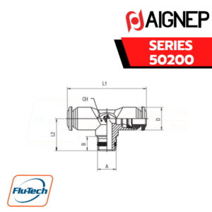 AIGNEP Series 50200 - TEE MALE ADAPTOR (TAPER) - CENTRE LEG