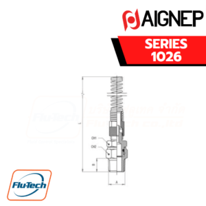 Aignep - 1026 -ORIENTING STRAIGHT MALE ADAPTOR (TAPER) + NUT WITH SPRING