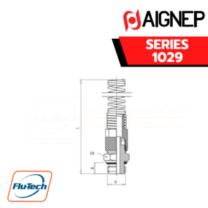 Aignep - 1029 -STRAIGHT MALE ADAPTOR WlTH METRIC THREAD + NUT WITH SPRING