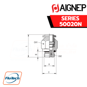 Aignep - 50020N -STRAIGHT MALE ADAPTOR (PARALLEL)