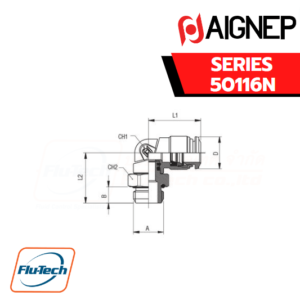 Aignep - 50116N -ORIENTING ELBOW MALE ADAPTOR (PARALLEL)