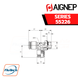 Aignep - 55226 ORIENTING TEE MALE ADAPTOR (PARALLEL) - OFF-SET LEG