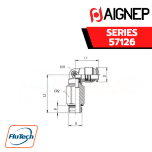 Aignep - 57126 -EXTENDED ORIENTING ELBOW MALE ADAPTOR (PARALLEL)