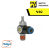 Master Pneumatic - V50 Right Angle Flow Control 1-8, 1-4, 3-8, 1-2 and Tube Fittings