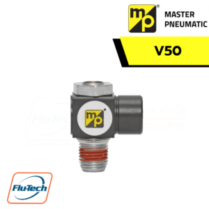 Master Pneumatic - V50 Right Angle Flow Control 1-8, 1-4, 3-8, 1-2 and Tube Fittings