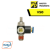 Master Pneumatic - V50 Right Angle Flow Control 1-8, 1-4, 3-8, 1-2 and Tube Fittings