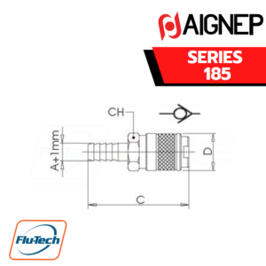 AIGNEP - 185 Series SOCKET WITH REST FOR RUBBER HOSE FOR SHUTTER PLUG