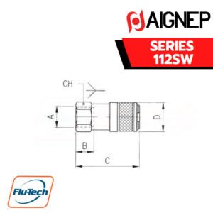 AIGNEP - SERIES 112SW FEMALE SOCKET WITHOUT SHUTTER