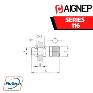 AIGNEP - SERIES 116 BULKHEAD SOCKET WITH MALE THREADED CONNECTION