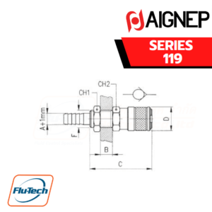 AIGNEP - SERIES 119 BULKHEAD SOCKET WITH SPIGOT FOR RUBBER HOSE