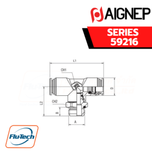 Aignep Food and Drink Series 59216 - ORIENTING TEE MALE ADAPTOR (PARALLEL) - CENTRE LEG