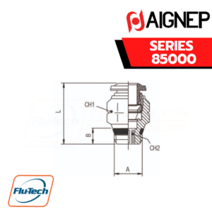 Aignep Push-In Fittings Serie 85000 INCH - STRAIGHT MALE ADAPTOR UNIVERSAL SHORT