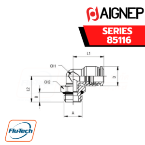 Aignep Push-In Fittings Serie 85116 INCH - ORIENTING ELBOW MALE ADAPTOR (PARALLEL)