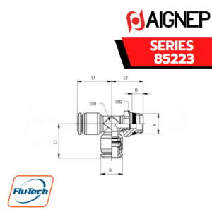 Aignep Push-In Fittings Serie 85223 INCH - ORIENTING TEE MALE ADAPTOR UNIVERSAL SHORT OFF SET LEG