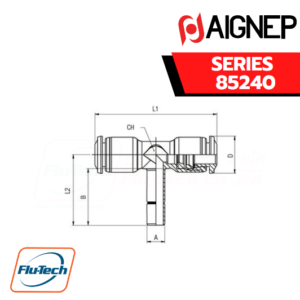 Aignep Push-In Fittings Serie 85240 INCH - ORIENTING TEE