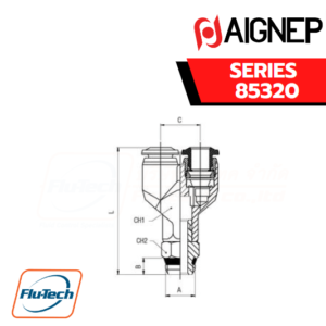 Aignep Push-In Fittings Serie 85320 INCH - ORIENTING Y MALE ADAPTOR UNIVERSAL SHORT