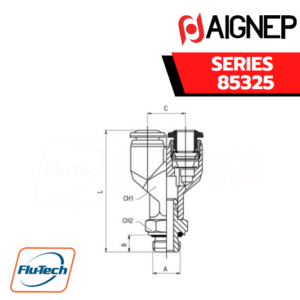 Aignep Push-In Fittings Serie 85325 INCH - ORIENTING Y MALE ADAPTOR (PARALLEL)