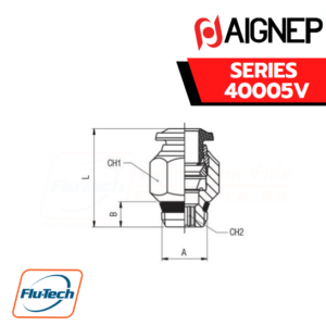 Aignep Push-In Fittings Series 40005V - STRAIGHT MALE ADAPTOR UNIVERSAL SHORT
