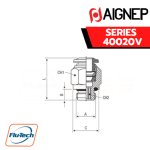 Aignep Push-In Fittings Series 40020V - STRAIGHT MALE ADAPTOR (PARALLEL)