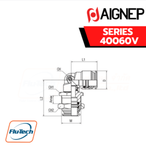Aignep Push-In Fittings Series 40060V - BULKHEAD ORIENTING ELBOW