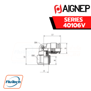 Aignep Push-In Fittings Series 40106V - ORIENTING ELBOW FEMALE ADAPTOR