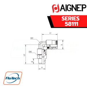 Aignep Push-In Fittings Series 58111 - ORIENTING ELBOW MALE ADAPTOR (TAPER)