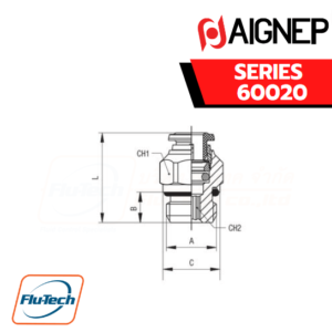 Aignep Push-In Fittings Series 60020 - STRAIGHT MALE ADAPTOR (PARALLEL)