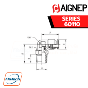 Aignep Push-In Fittings Series 60110 - ORIENTING ELBOW MALE ADAPTOR (TAPER)
