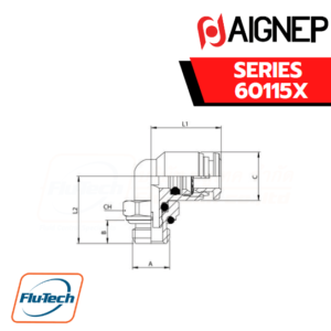 Aignep Push-In Fittings Series 60115X - ORIENTING ELBOW MALE ADAPTOR (PARALLEL)