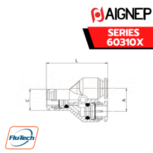 Aignep Push-In Fittings Series 60310X - Y CONNECTOR