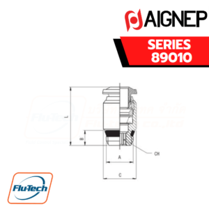 Aignep Push-In Fittings Series 89010 STRAIGHT MALE ADAPTOR WITH EXAGON EMBEDDED