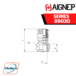 Aignep Push-In Fittings Series 89030 STRAIGHT FEMALE ADAPTOR (NPTF)