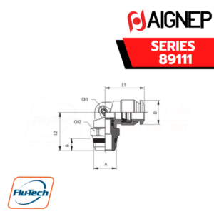Aignep Push-In Fittings Series 89111 ORIENTING ELBOW MALE ADAPTOR UNIVERSAL SHORT