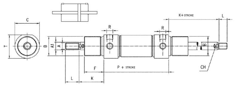 AIGNEP AUTOMATION - Pneumatic Actuators AJ SERIES DOUBLE ACTING MAGNETIC WITH DOUBLE ROD END-1