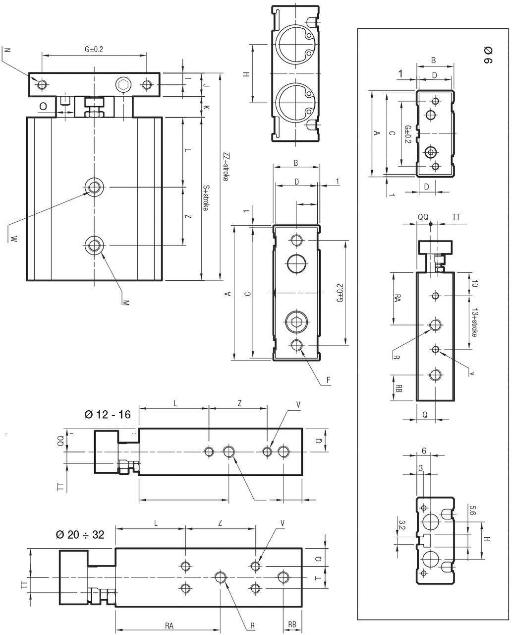 AIGNEP AUTOMATION - Pneumatic Actuators CG02 SERIES DOUBLE ACTING MAGNETIC DUAL-ROD - Bore from 6 to 32-1