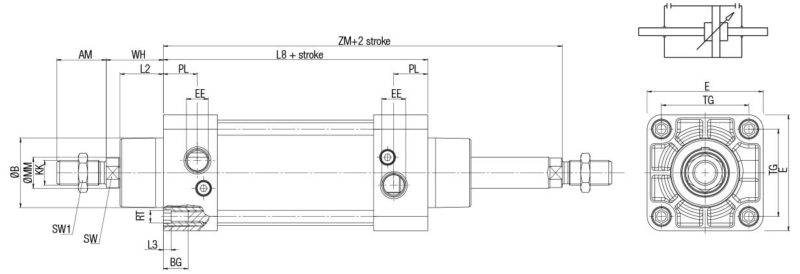 AIGNEP AUTOMATION - Pneumatic Actuators EL SERIES DOUBLE ACTING CUSHIONED MAGNETIC WITH DOUBLE ROD END-1