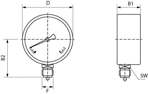 AIGNEP AUTOMATION - Pneumatic Actuators MAN03-04 SERIES MANOMETER BOTTOM CONNECTION-1