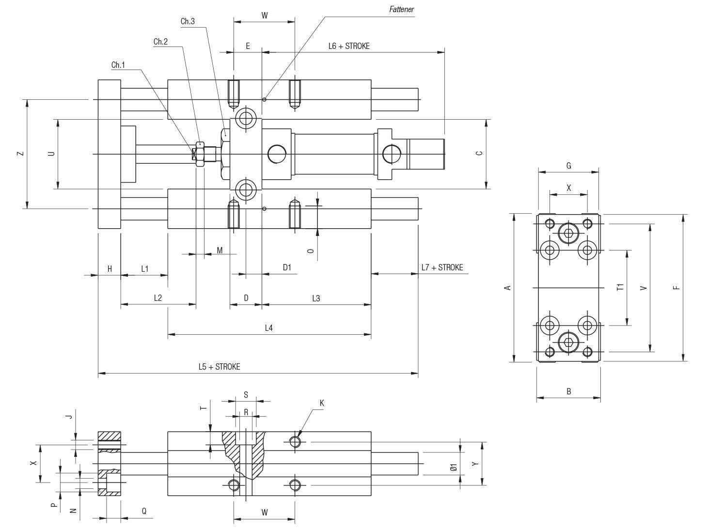 AIGNEP AUTOMATION - Pneumatic Actuators MLCHB SERIES GUIDE UNIT “H” WITH SELF LUBRICATING SINTERED BRONZE-1