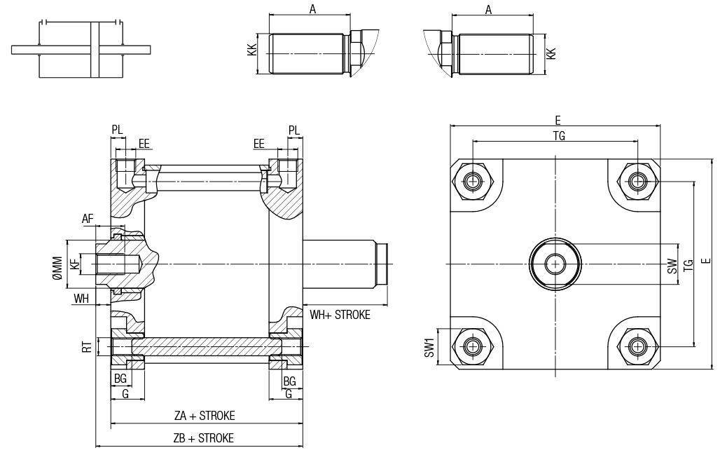 AIGNEP AUTOMATION - Pneumatic Actuators PJ-T SERIES DOUBLE ACTING MAGNETIC WITH DOUBLE ROD END-1