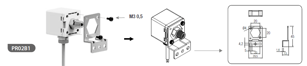 AIGNEP AUTOMATION - Pneumatic Actuators PR02B1 SERIES PRESSURE MOUNTING BRACKET-MOUNTING BRACKET