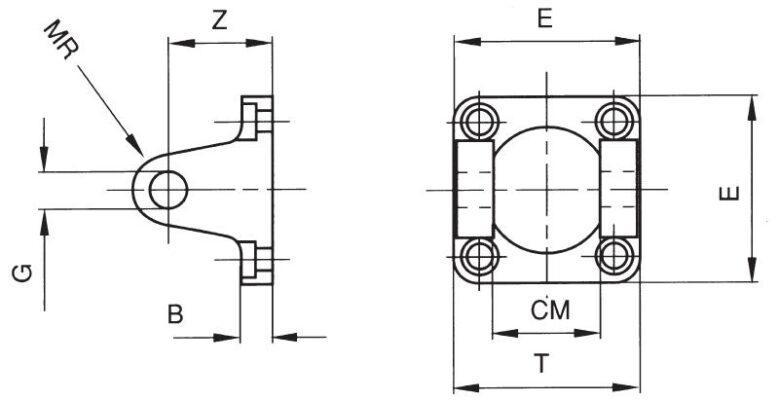 AIGNEP AUTOMATION - Pneumatic Actuators VCF SERIES FEMALE CLEVIS BRACKET SELF-LUBRICATING - ALUMINIUM-1