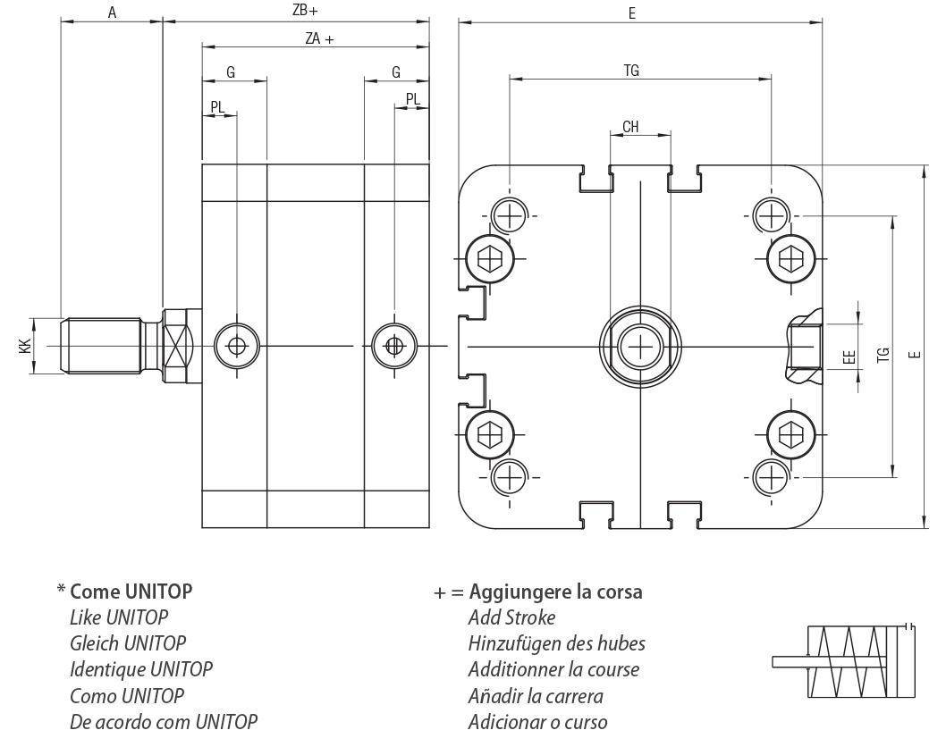 AIGNEP AUTOMATION - Pneumatic Actuators WBM032100 SERIES SINGLE-ACTING MAGNETIC - Male Rod - Bore from 32 to 100-1