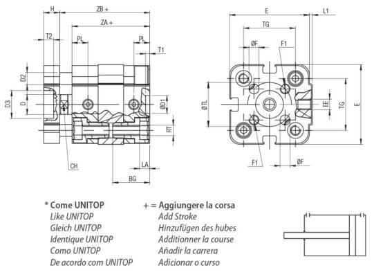 AIGNEP AUTOMATION - Pneumatic Actuators WFA020025 SERIES DOUBLE ACTING MAGNETIC ANTIROTATION - Bore from 20 to 25-1