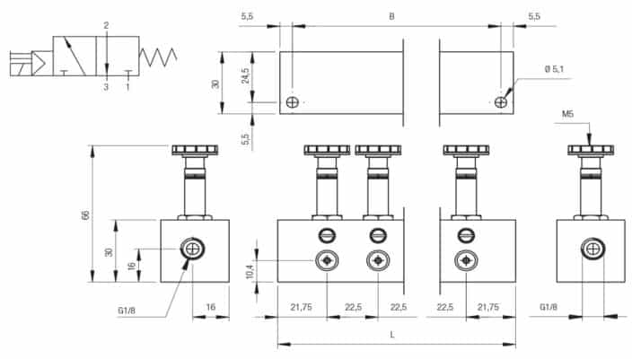 AIGNEP AUTOMATION VALVES - Series 07VB 3-2 NC SOLENOID VALVES ON MANIFOLD WITH MANUAL OVERRIDE-1