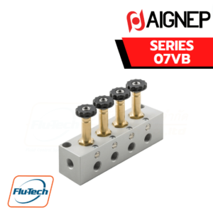 AIGNEP AUTOMATION VALVES - Series 07VB 3-2 NC SOLENOID VALVES ON MANIFOLD WITH MANUAL OVERRIDE