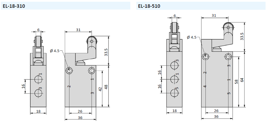 AIRTEC Series E-18 Mechanically Operated Valves-dimensions-2