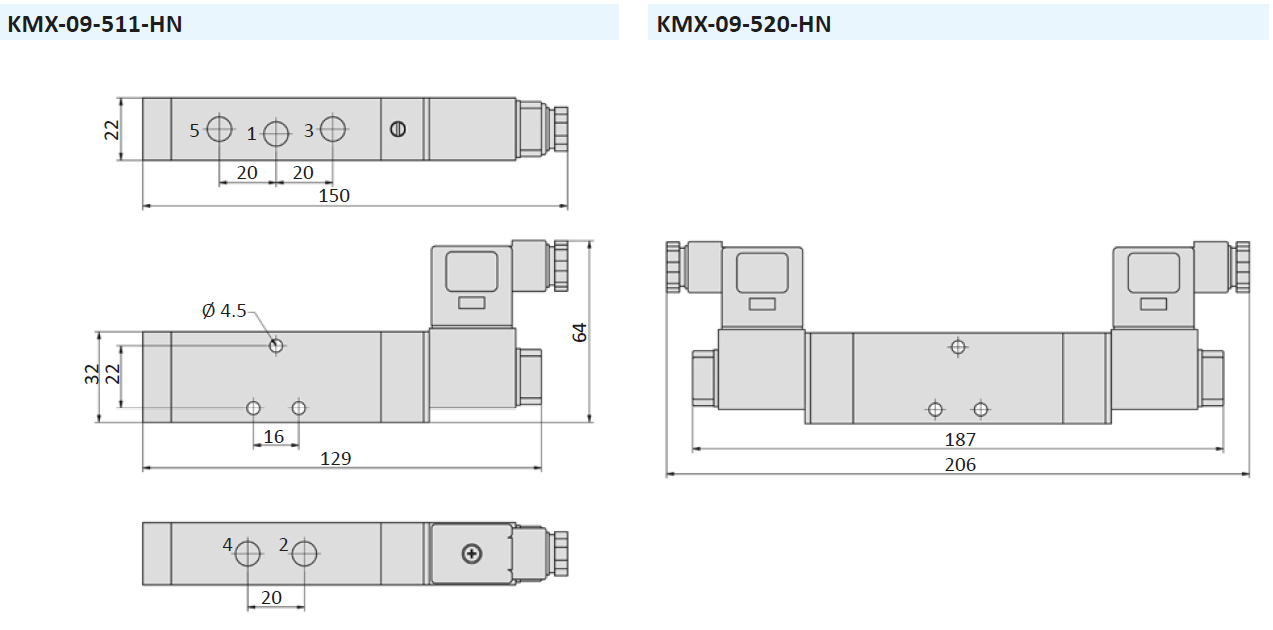 AIRTEC - วาล์วสแตนเลส รุ่น KMX-09 and KMX-10 - dimensions